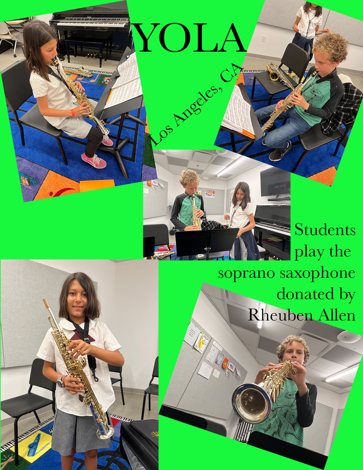 Students Play Soprano Saxophone donated by Rheuben Allen